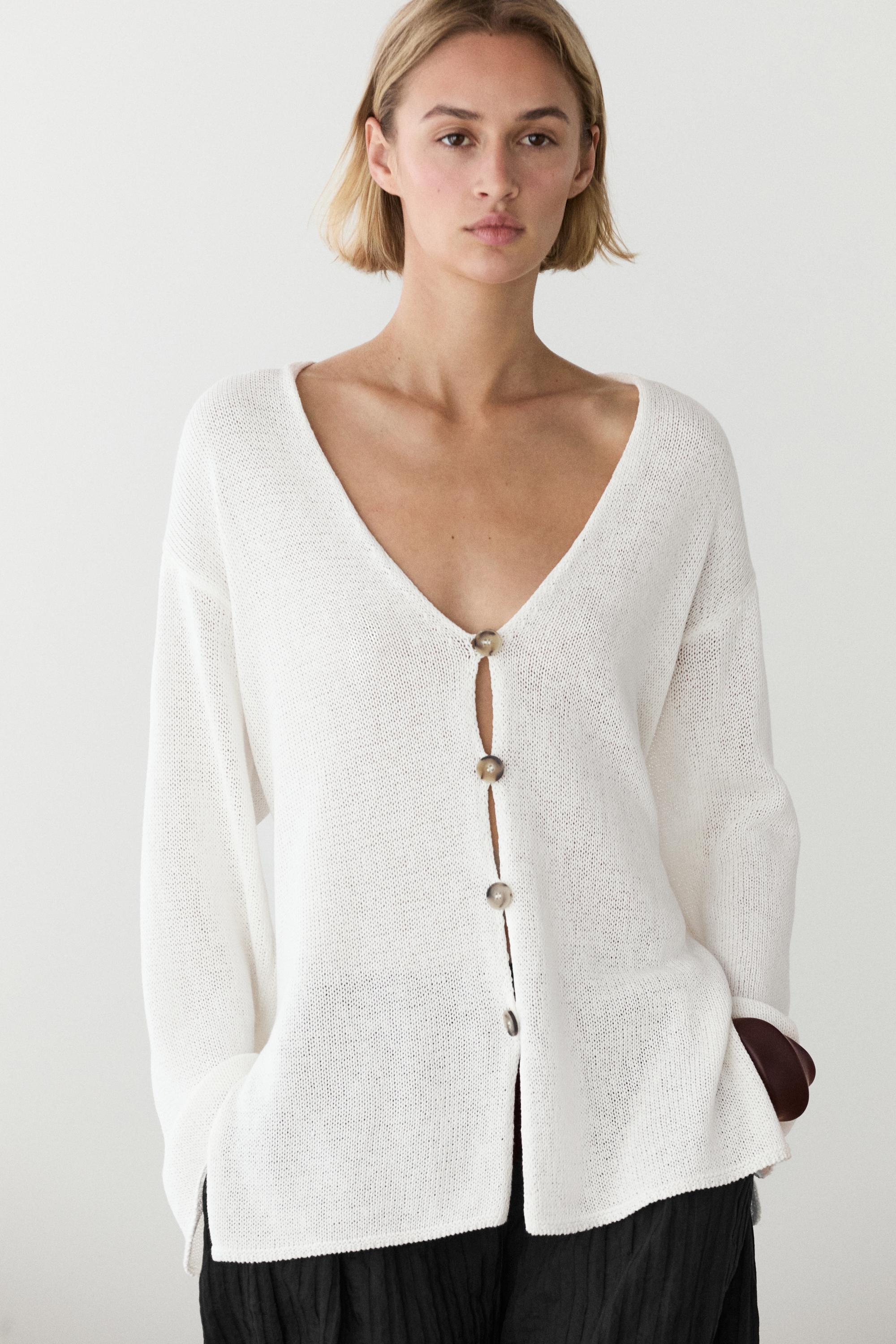 Cardigan long en maille à col V